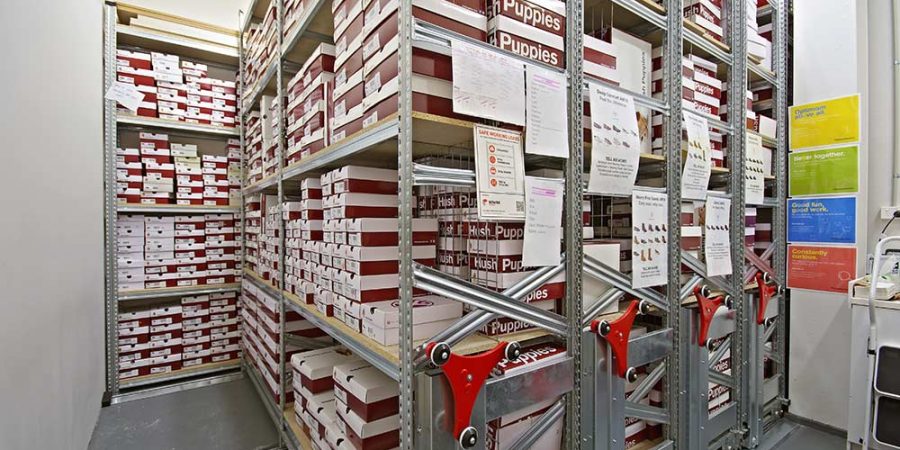 compactus shelving systems full of stock